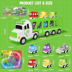 7-in-1 Toddler Truck Toys for 2 3 4 5 Year Old Boys – 17″ Longer Transport Ec…
