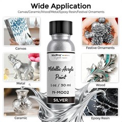 Nicpro Liquid Silver Leaf Paint Kit (2 × 1oz/30ml), Metallic Silver Acrylic Pai