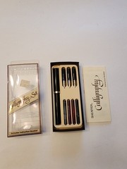VTG SHEAFFER Calligraphy Set Black Fountain Pen 3 nibs w/Instructions Ink Is Dry