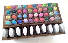 Copic marker storage box holder organizer w/ magnetic lid handmade wooden