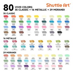 Shuttle Art 80 Colors 1 Count (Pack of 80), 80 Brush Tip and Fine