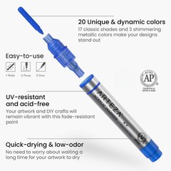 ARTEZA Acrylic Paint Markers, Set of 20 1 Count (Pack 20), Multicolor