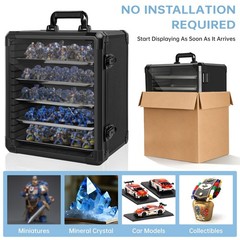 Miniatures Storage Case Aluminum Alloy Frame Lock Large Black WELIDAY Transport