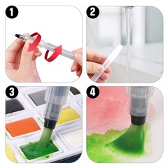 6 Piece Watercolor Brush Pen Set Refillable Water Paint Pens for Artists