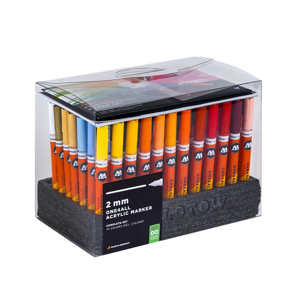 Molotow 74-Color One4All 2mm Acrylic Pump Marker 127HS Complete Set, Assorted…