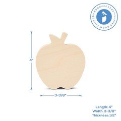 Chunky Wooden Apple Cutout 4″, for Crafts & Fall Tiered Tray Decor | Woodpeckers