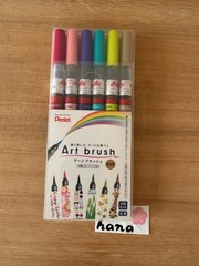 Pentel Art Brush Pen Set of 6 Colors XGFL-6ST Watercolor Calligraphy Japan
