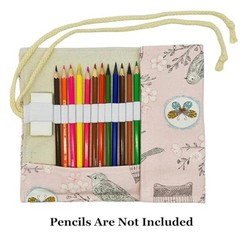 Butterfly Colored Pencil Wrap Canvas Floral Roll Up Holders Birds Pencil