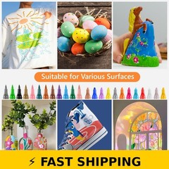 KEVIN&SASA 24 Colors Dual Tip Acrylic Paint Markers for Crafts
