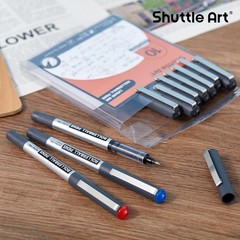 Shuttle Art Rollerball Pens, 10 1 Count (Pack of 10), 8 black+1 blue+1 red
