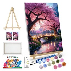 Paint by Numbers Kit for Adults with Frame Moon Paint by Number with Easel Tree