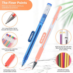 202 Pack Gel Pen for Adults Coloring Books, 104 Artist Pens Include 100 Color…