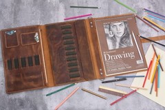 Leather sketchbook cover case for sketch pad 9″ x 12″ Drawing Sketch Pad Holder