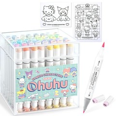Sanrio Characters x Ohuhu 48 Colors Pastel Markers Brush Fine w/Blender