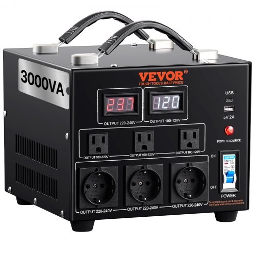 Power Converter, 3000W, Durable Step Up/Down Unit, Switches between 110V and…