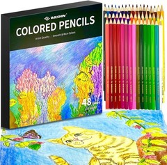 Colored Pencils 48 Count Set for Adult Coloring Books & Art Supplies