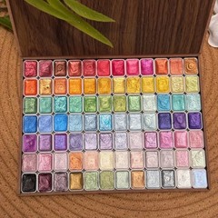 Glitter Watercolor Paints Set,48 Colors Watercolor Paint, Wooden box, for artist