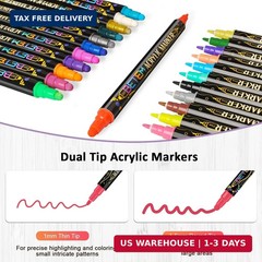 Betem 48 Colors Dual Tip Acrylic Paint Markers, Fabric Decorating Kits Premium W