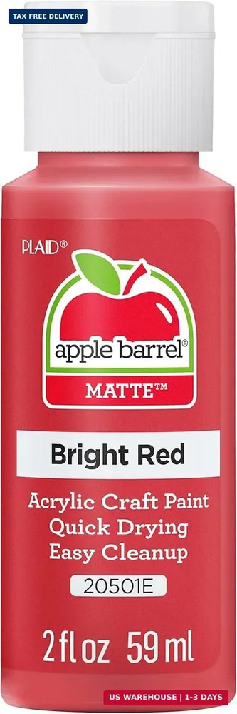 Apple Barrel Acrylic Paint in Assorted Colors (2 oz), 20501, Bright Red