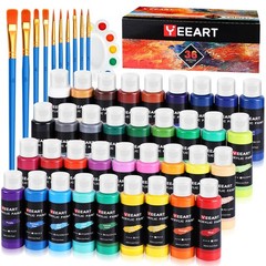 36 Colors Acrylic Paint Set, Yeeart 2 Fl Oz (Pack of 36), 36