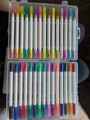 Wexford Duo Brush Pens 30 Count Assorted Colors 2 Tip Styles Brush Marker Case