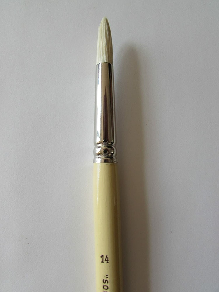 Premuim Artist Quality Chungking White Bristle Round Long Handle #14 Germany
