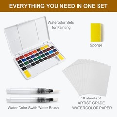 Woomer Watercolor Paint Set, 36 Vibrant 36 Count (Pack of 1), 36 Colors