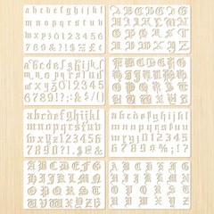 8 Pcs Old English Stencils, Reusable Letter Stencils Airbrush Calligraphy Ste…