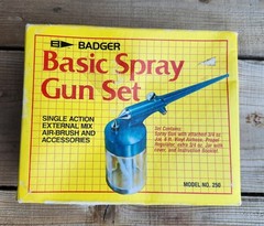 Vintage Badger Basic Spray Gun Set Air-Brush Model No. 250-1 NOS Sealed