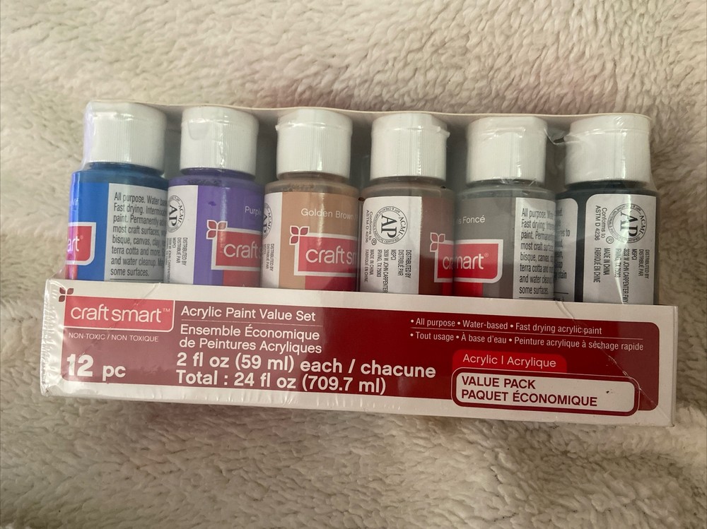 Craft Smart Acrylic Paint Value Set 12 pc- Factory Sealed