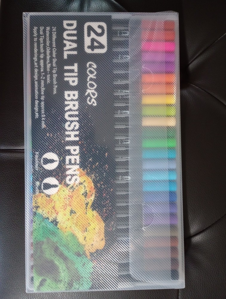 24 COLORS DUAL TIP ACRYLIC PAINT MARKER PENS SET Painting Canvas Art Supplies