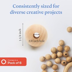 Unfinished Wooden Ball Beads 1-1/4 inch, 3/8-inch Hole | Woodpeckers