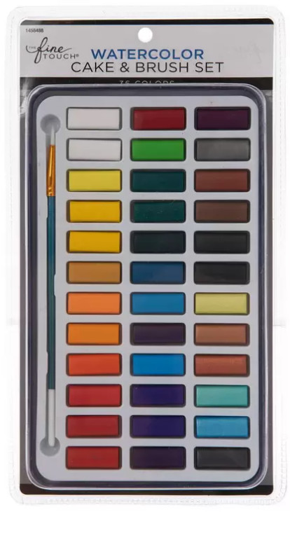 The Fine Touch Watercolor Paints & Brush – 36 Piece Set New