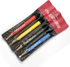 Pixiss Scratch Brush Pen Set with Replacement Tips, Fiberglass, Steel, Brass, Ny