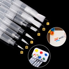 6 Piece Watercolor Brush Pen Set Refillable Water Paint Pens for Artists