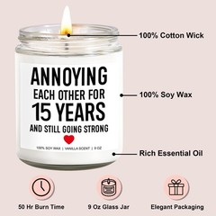 Younift Funny 15 Years Candle, 15 Year 9 oz, 2.75″ W x 3.5″ H, White