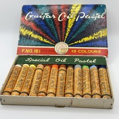 Vintage Guitar Brand Oil Pastels Crayons 12 Count Original Box F. No. 161 Japan