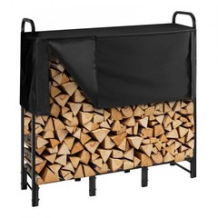 Firewood Rack with Waterproof Cover, 4 ft Outdoor Firewood Holder, 1/4 Cord …