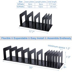 Adjustable Vertical File Sorter Sturdy Plastic Expandable 12-Parts Black