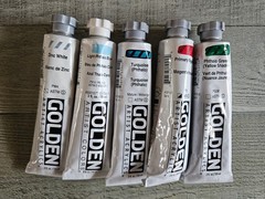 5 Golden Artist Acrylic Paint-Primary Magenta Turquoise Phthalo Green Blue White