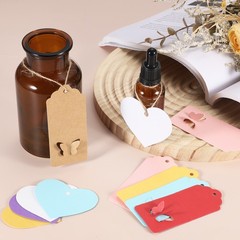 200Pcs Kraft Paper Gift Tags String 2.2 x 2.6 Inch Heart Shape Pink