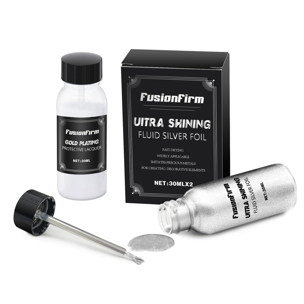 Liquid Silver Leaf Paint Kit – Alcohol-Based Quick Dry Ultra Shiny Metallic