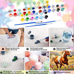 Horse Paint by Numbers Kit for Adults Beginner-Adult Paint by Number Kits on Can