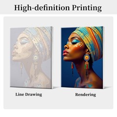 Framed Paint by Numbers Kit Black Women DIY Canvas Painting Wall Art 8×12 In