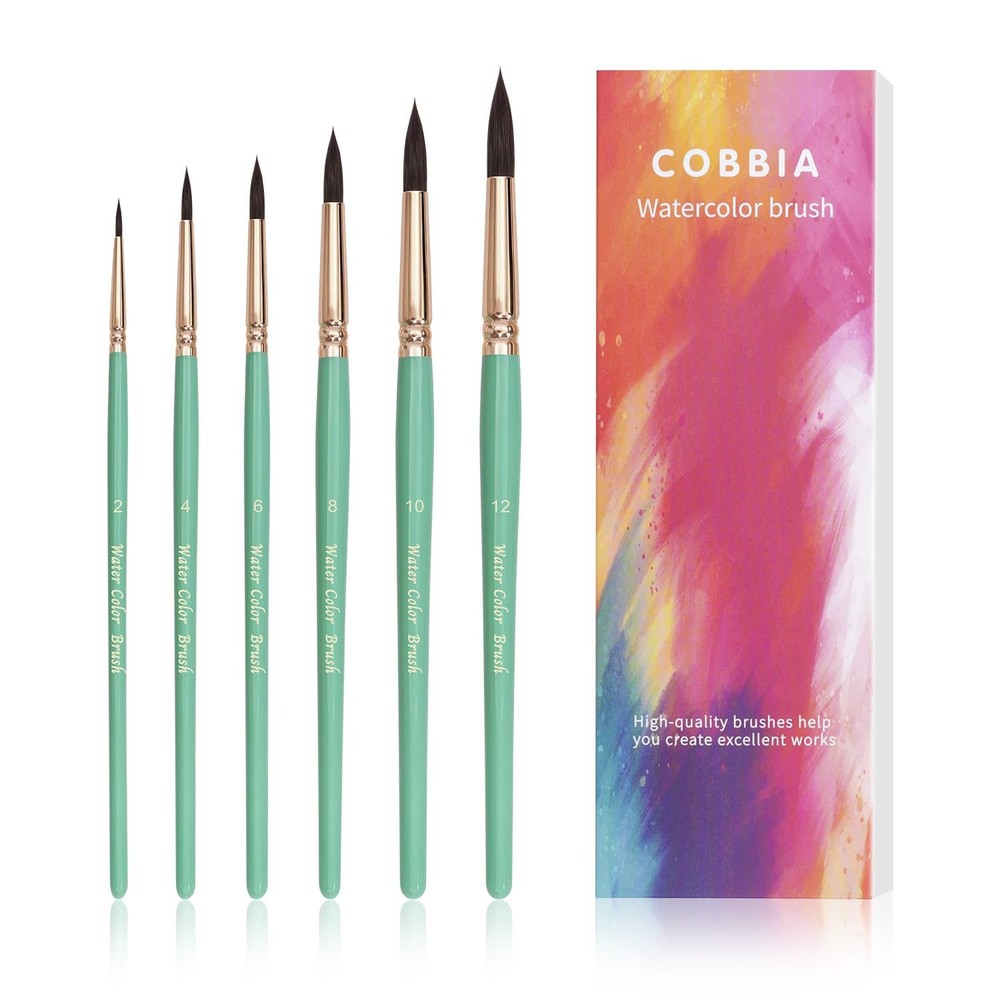 Round Pointed Tip Paint Brushes Set Artist Acrylic Oil Watercolor Inks 6 PCS