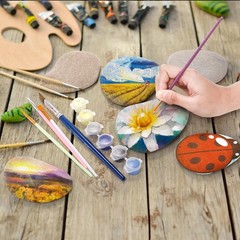 15 Pack Extra Large Flat River Rocks 3.1-4.7 Inch Smooth Painting Stones Kit