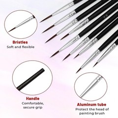 30 Pcs Tiny Detail Paint Brushes Set, Micro Small Small, Black-30