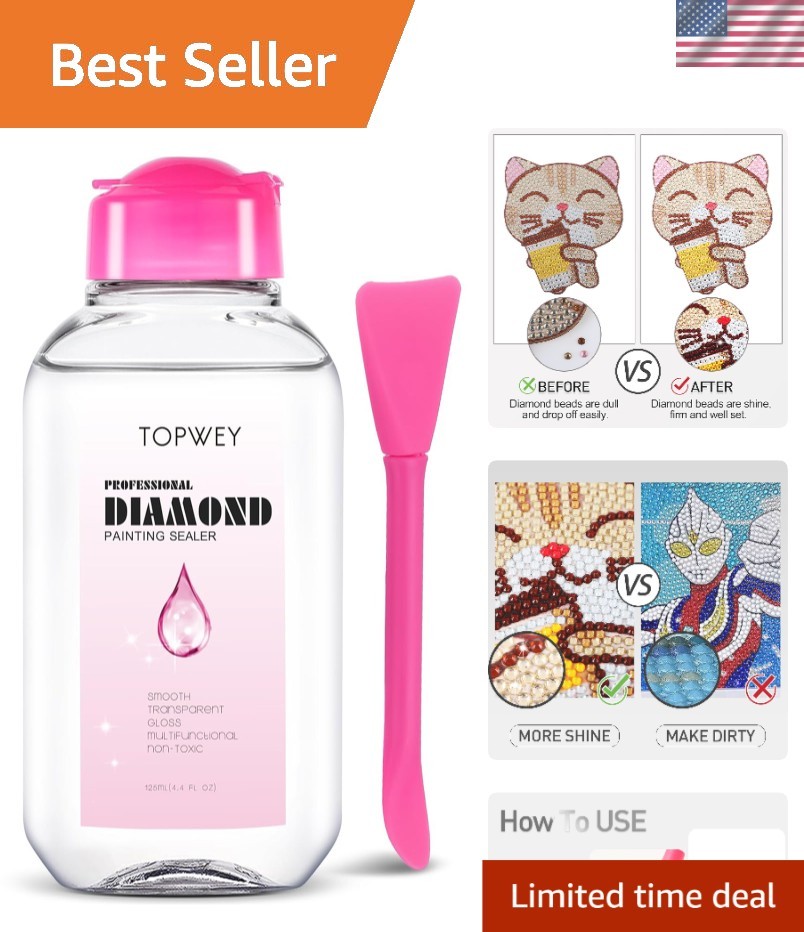 Child-Safe Diamond Painting Sealer, 125ml Waterproof Adhesive with Applicator