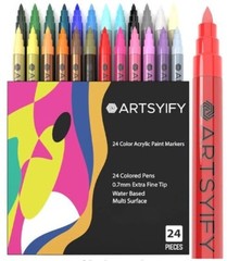 ARSYIFY Acrylic Paint Pens-Set of 24 Premium Markers Extra Fine Tip 0.7mm