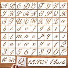 1 Inch Letter Symbol Stencils for Painting on Wood, 65 Pcs Alphabet Drawing T…